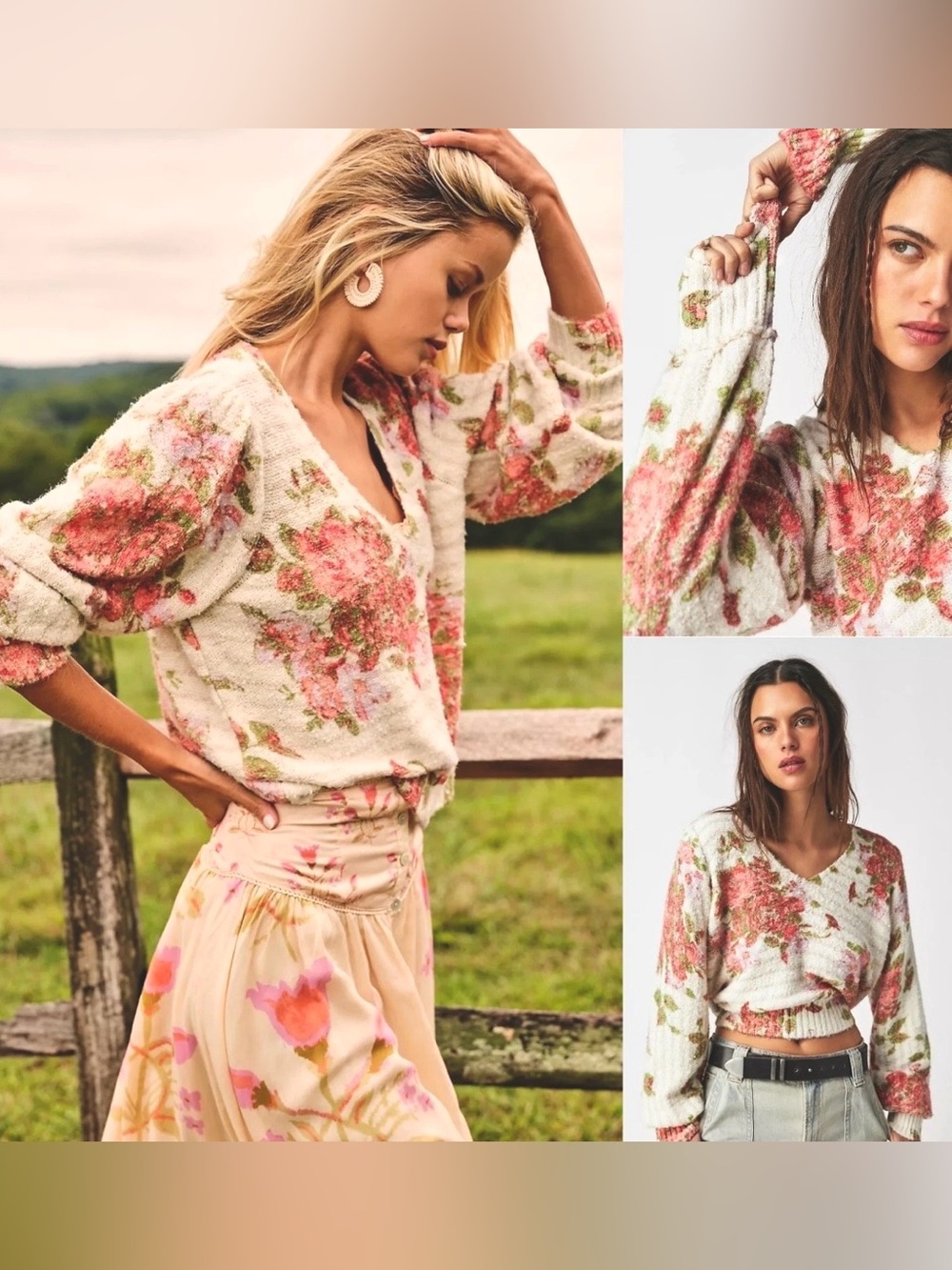 NWT FREE PEOPLE BED OF ROSES SWEATER SIZE SMALL!! SO CUTE!!!